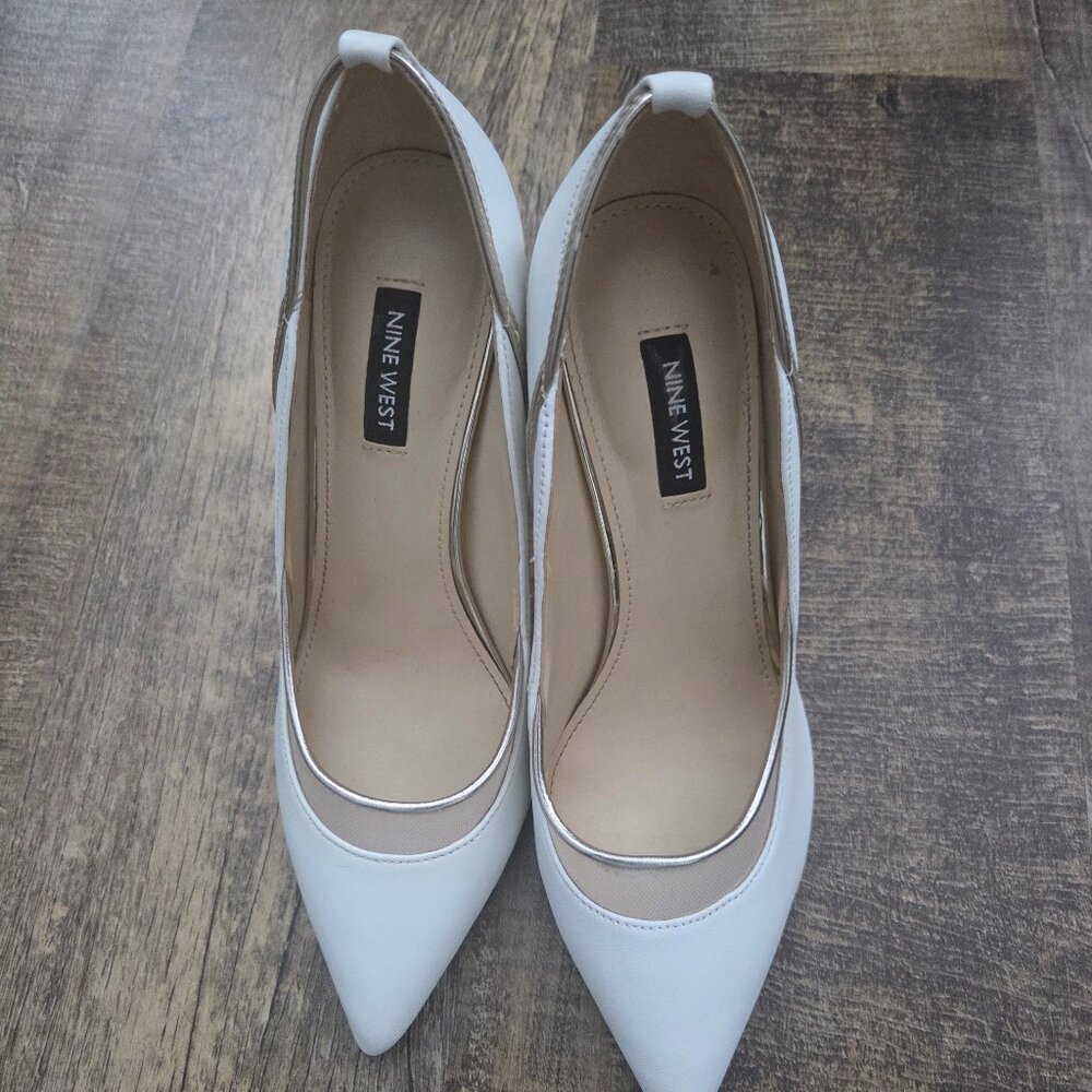 Nine west white heels sz 7